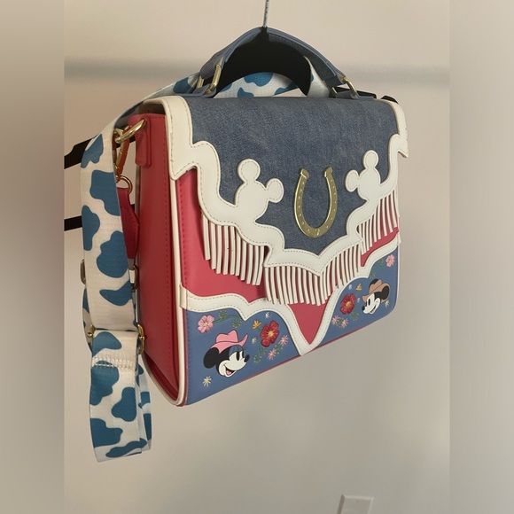 DISNEY Loungefly Western Mickey & Minnie Fringe Crossbody Bag - Picture 2 of 6